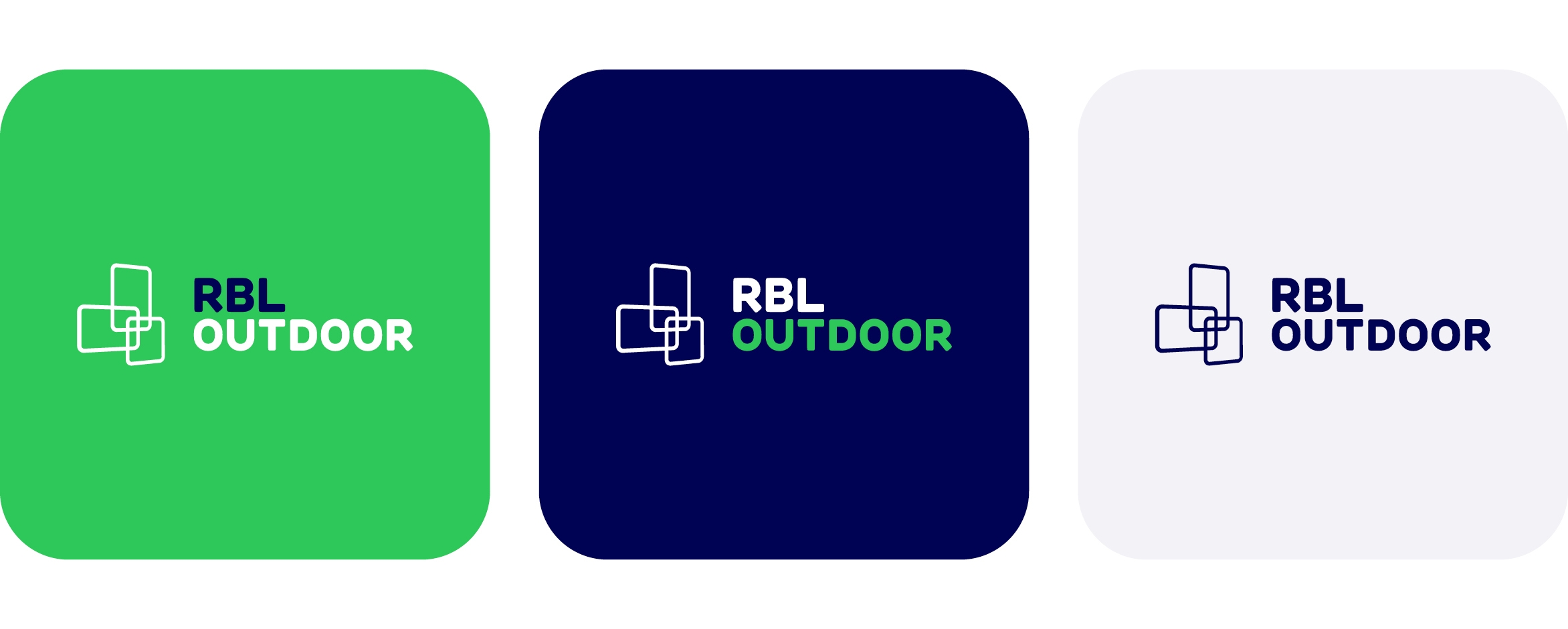 Drie logo's van RBL Outdoor