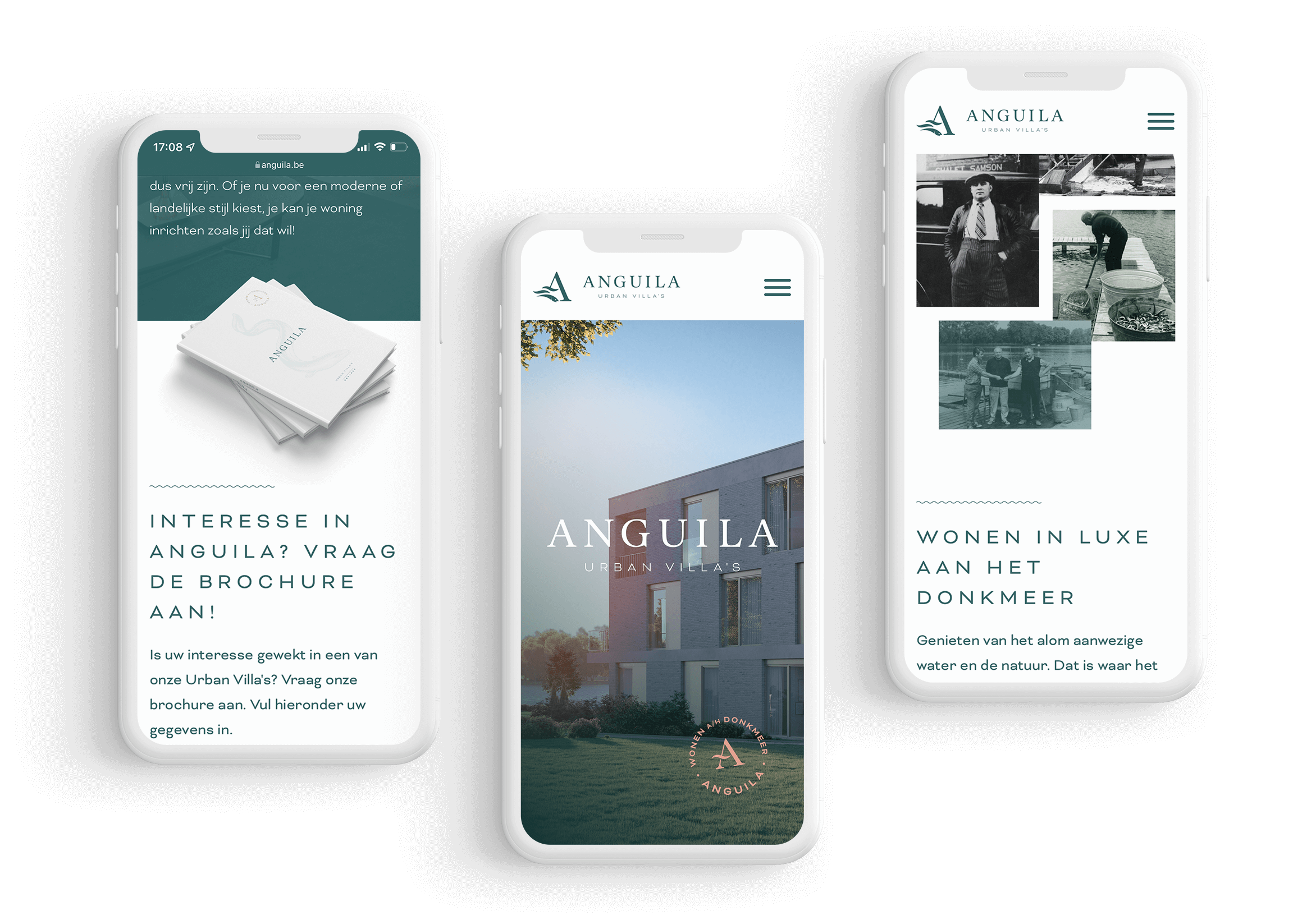 Drie iPhones met de website van Anguila