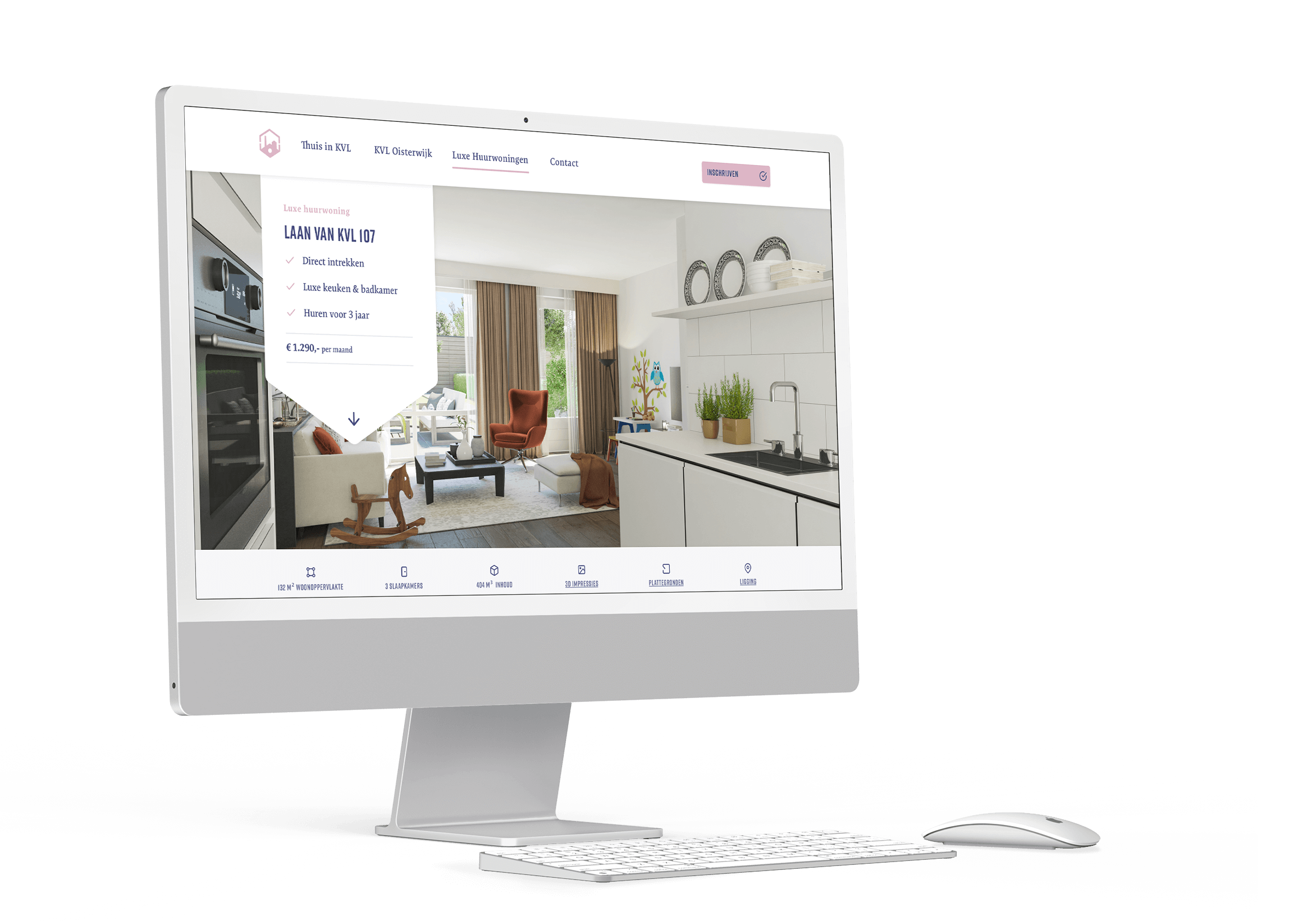 Een iMac met de website van Thuis in KVL