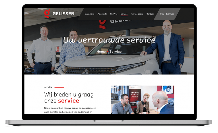 Een macbook met de website van Auto Gelissen